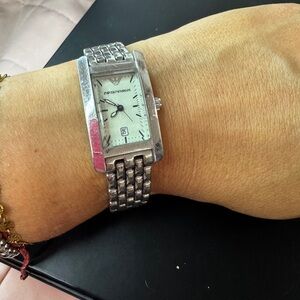 Emporio Armani Rectangular Stainless Steel Watch